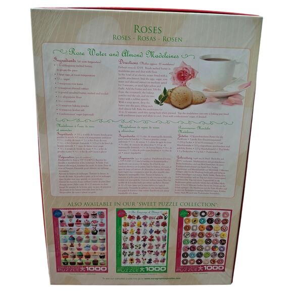 Eurographics Puzzle Roses Floral Flowers 1000 Piece Jigsaw Puzzle w Recipe - Picture 2 of 6